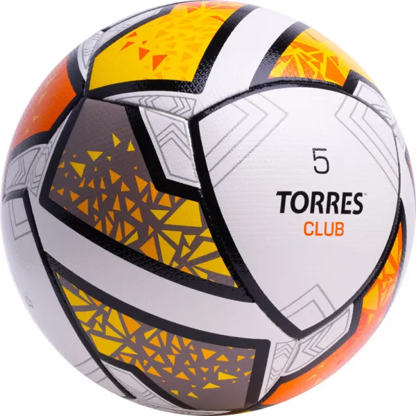 Мяч футб. TORRES Club, F323965, р.5, 10 пан., ПУ, гибрид. сшив, бел-оранж-желт за 2&nbsp;225.30 ₽ в Санкт-Петербурге
