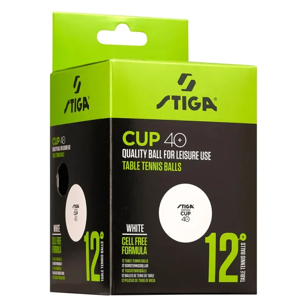 Мяч для наст. тенниса Stiga Cup ABS, 1110-2510-12, диам.40+мм, пластик, упак. 12 шт, белый за 1&nbsp;774.80 ₽ в Санкт-Петербурге