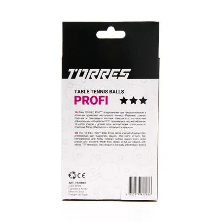 Мяч для наст. тенниса TORRES Profi 3*, TT23012, диам. 40+мм, упак. 6 шт, белый за 338.30 ₽ купить в Санкт-Петербурге