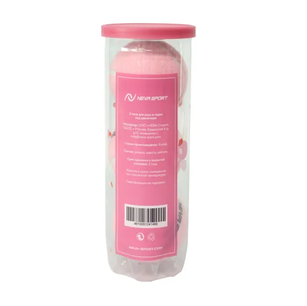 Мяч для падела NS Sakura, UAA2, уп.3 шт, сукно, нат.резина, розовый за 824.50 ₽ в Санкт-Петербурге