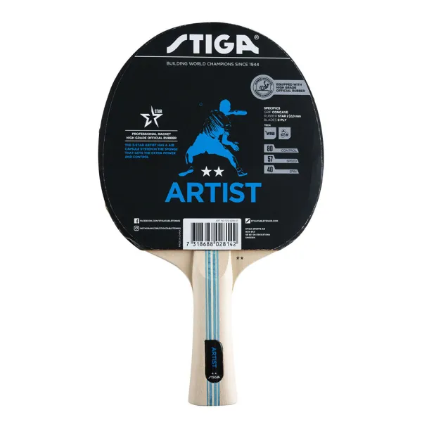 Ракетка для н/т Stiga Artist WRB ACS, 1212-6218-01, для начин., нак. 2 мм ITTF, конич. ручка
