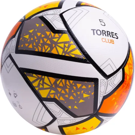 Мяч футб. TORRES Club, F323965, р.5, 10 пан., ПУ, гибрид. сшив, бел-оранж-желт за 2&nbsp;225.30 ₽ купить в Санкт-Петербурге